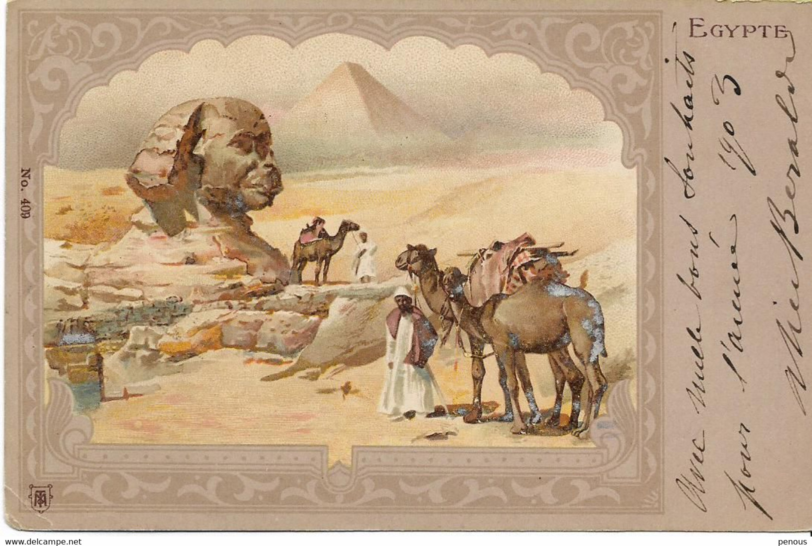 EGYPTE  Le SPHINX  Dessin Rare ? Non Signé De 1902 - Sphinx