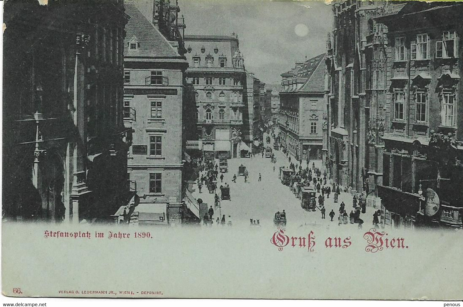 GRUSS Aus WIEN Stephanplatz Im Jahre 1890 (carte Précurseur " à La Lune") - Stephansplatz