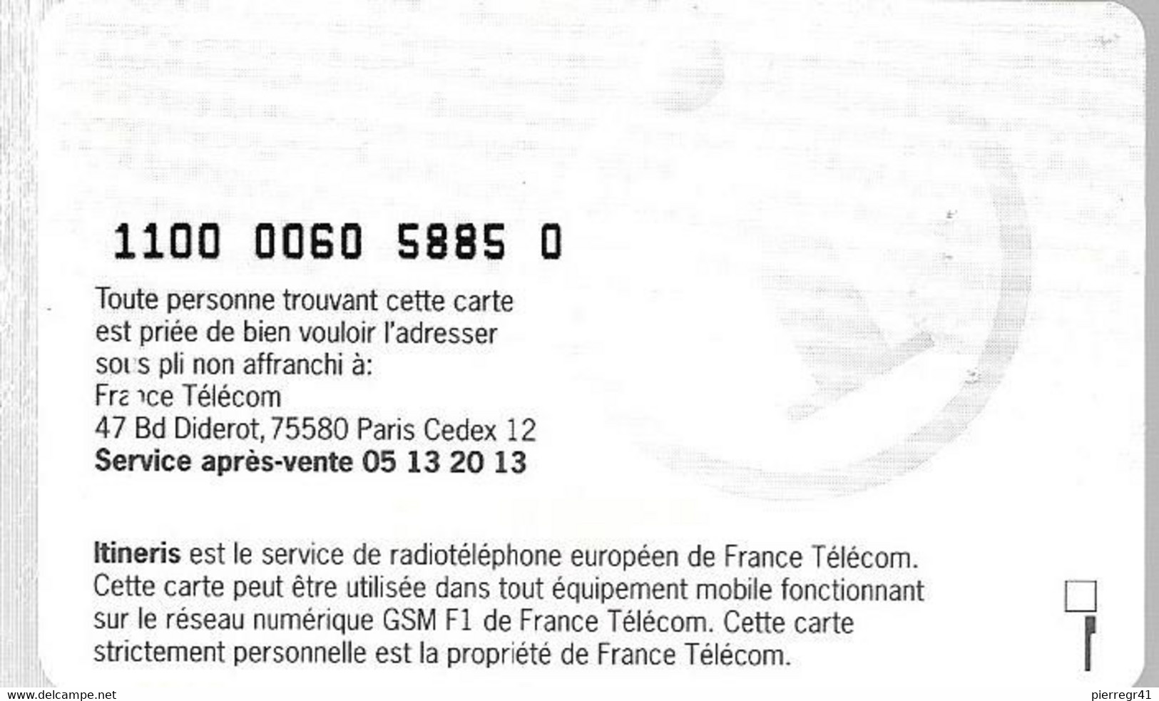 CARTE-GSM-PUCE A-ITINERIS-FM1A-SD-ITINERIS-TBE - Nachladekarten (Handy/SIM)