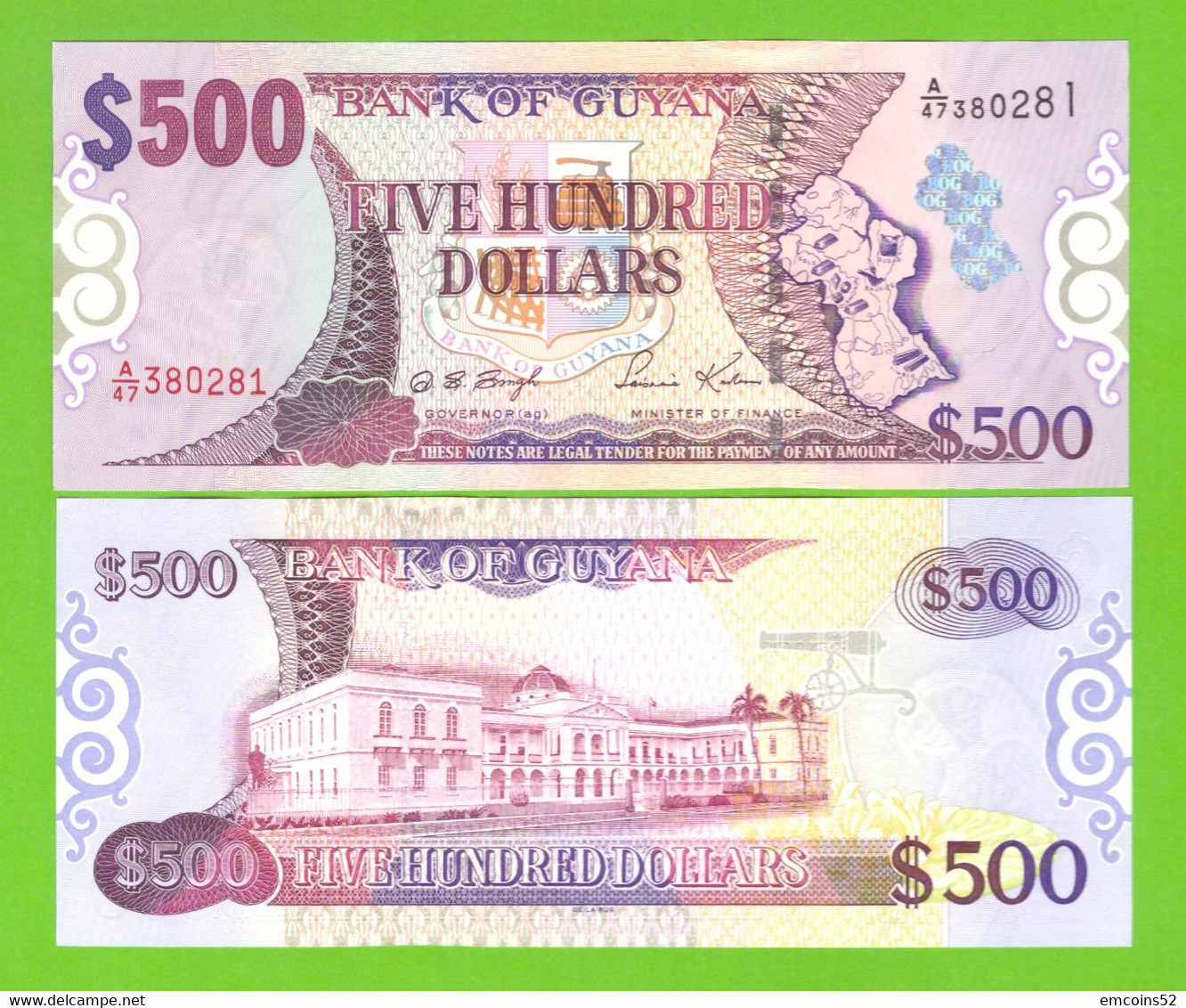 GUYANA 500 DOLLARS 2002- P-34b UNC - Guyana