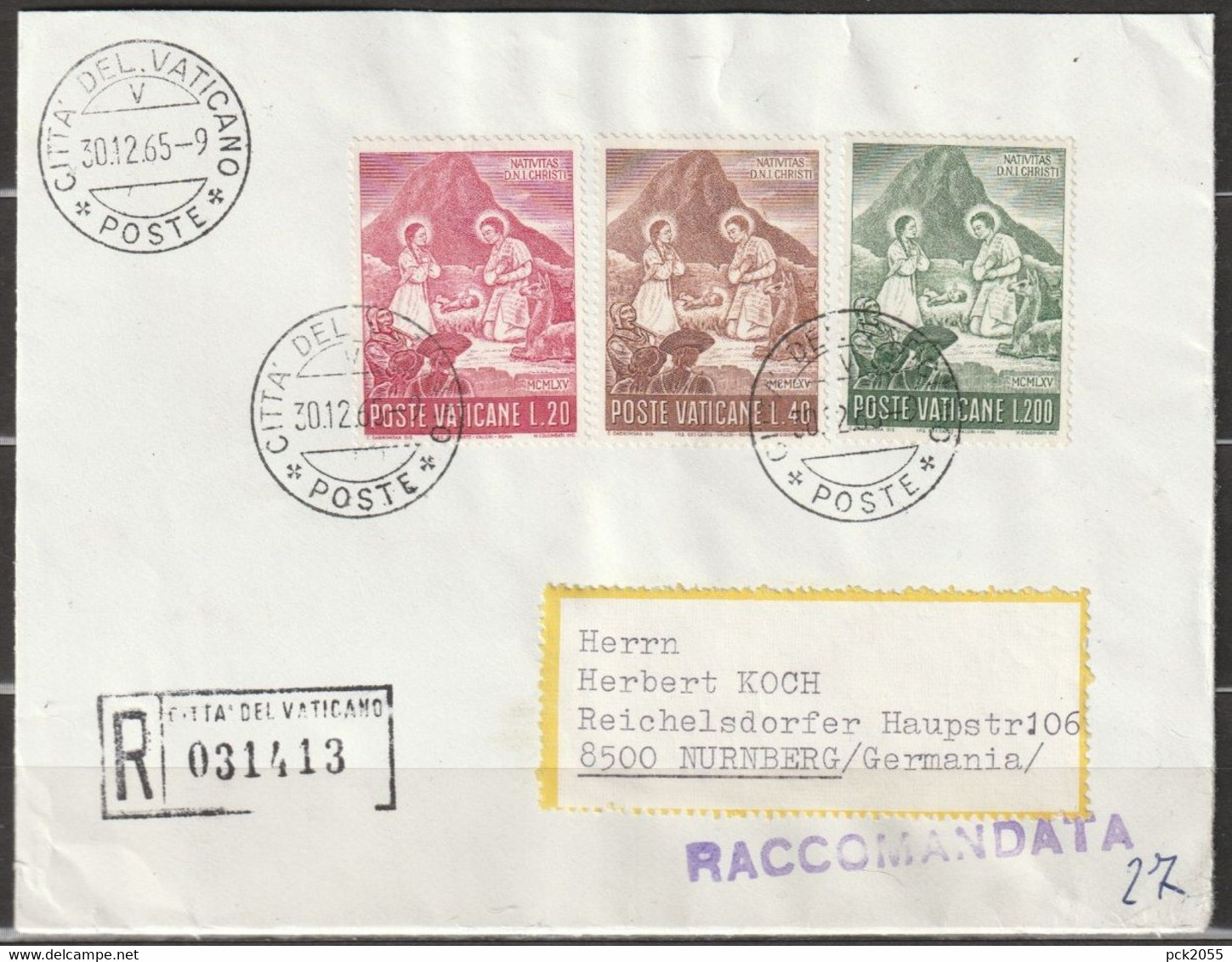 Vatikan 1965  Mi-Nr.487 - 489 Einschreiben Weihnachten ( D 1582 )günstiger Versand 1,00€-1,20€ - Used Stamps