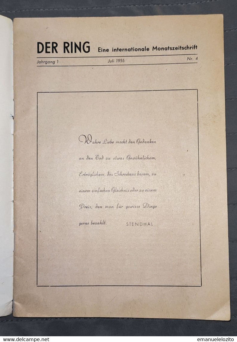 “Der Ring - Eine Internationale Monatszeitschri” (Germany, 1955). Gay Magazine - Autres & Non Classés