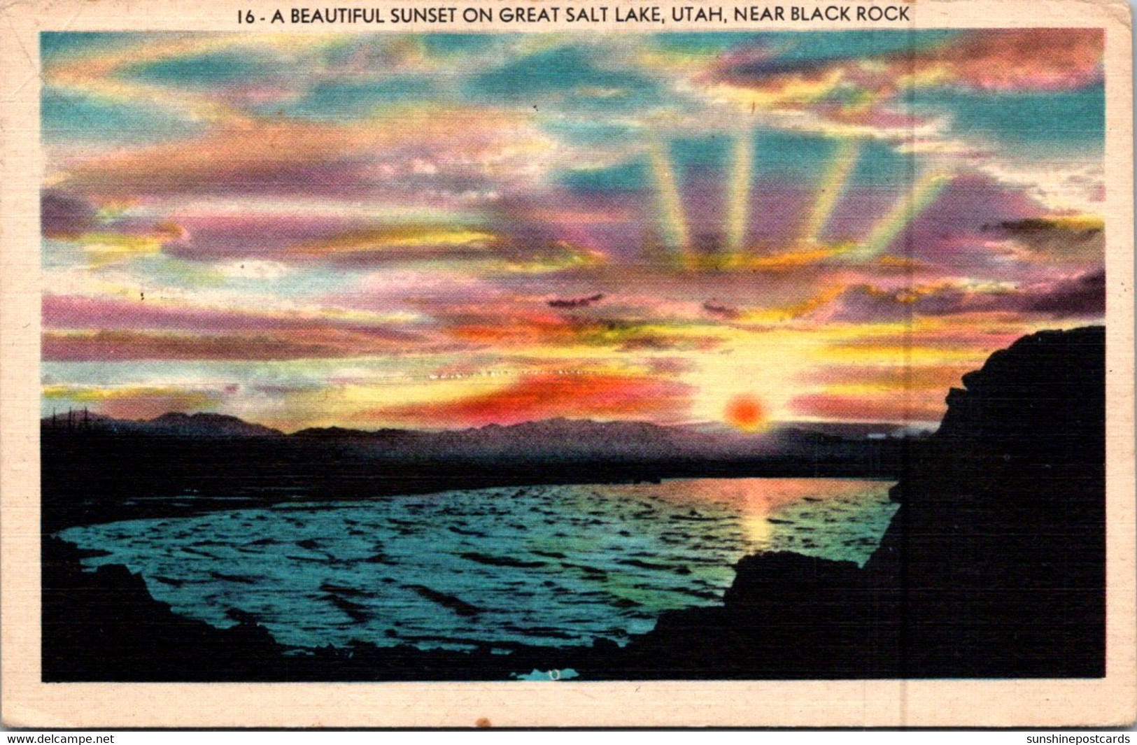 Utah Beautiful Sunset On Great Salt Lake 1952 - Salt Lake City