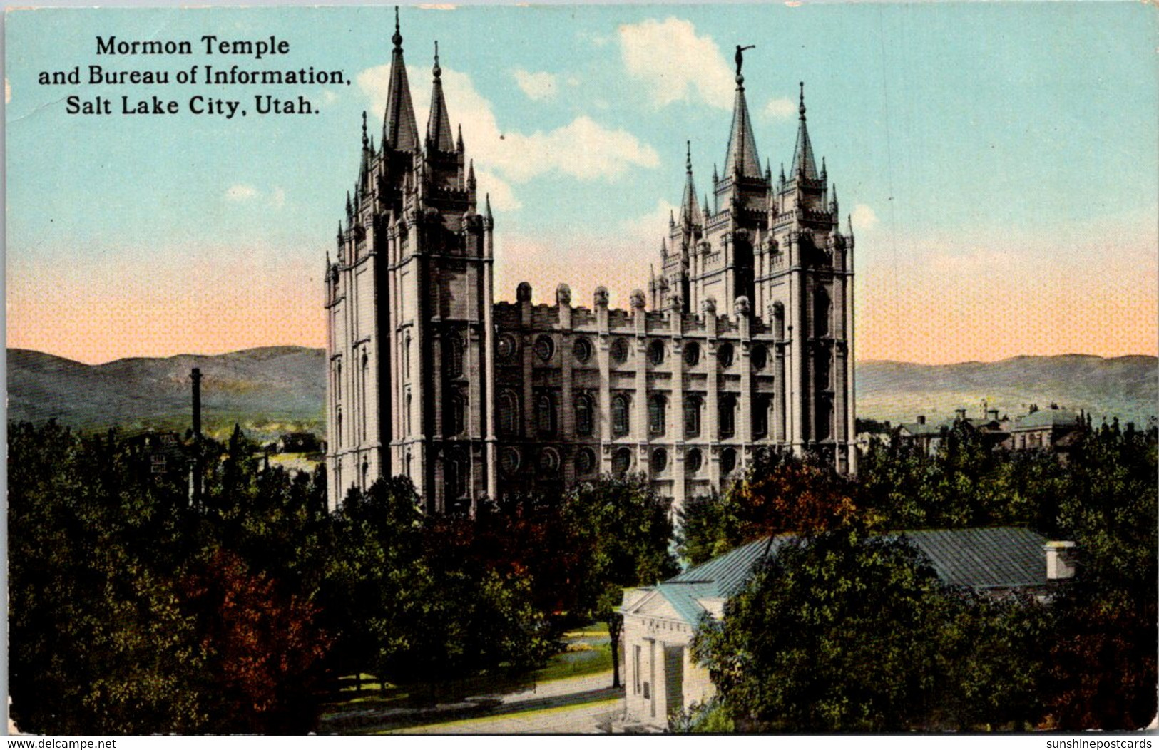 Utah Salt Lake City Mormon Temple And Bureau Of Information Curteich - Salt Lake City