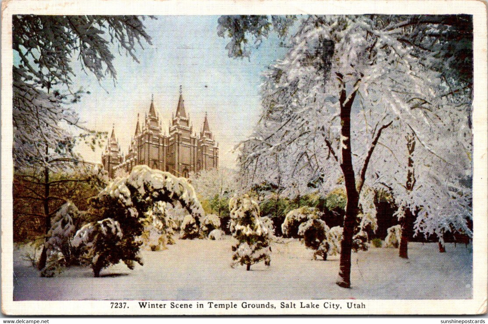 Utah Salt Lake City Winter Scene In Temple Grounds 1943 - Salt Lake City