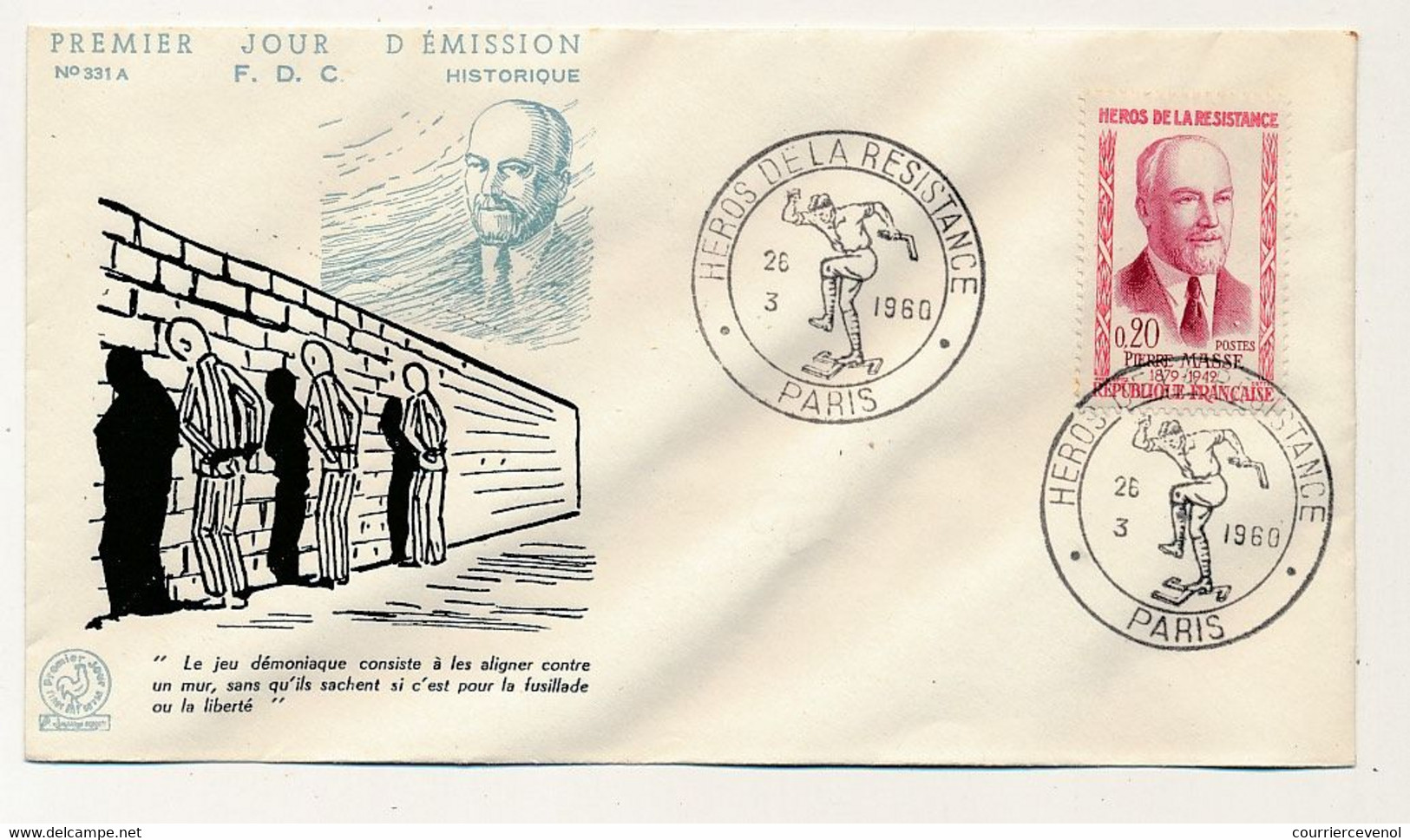 11 Enveloppes FDC "Héros De La Résistance" 1960 - Masse, Ripoche, Debeaumarché, Vieljeux, Bompain - Dont Cachets Second. - 1960-1969