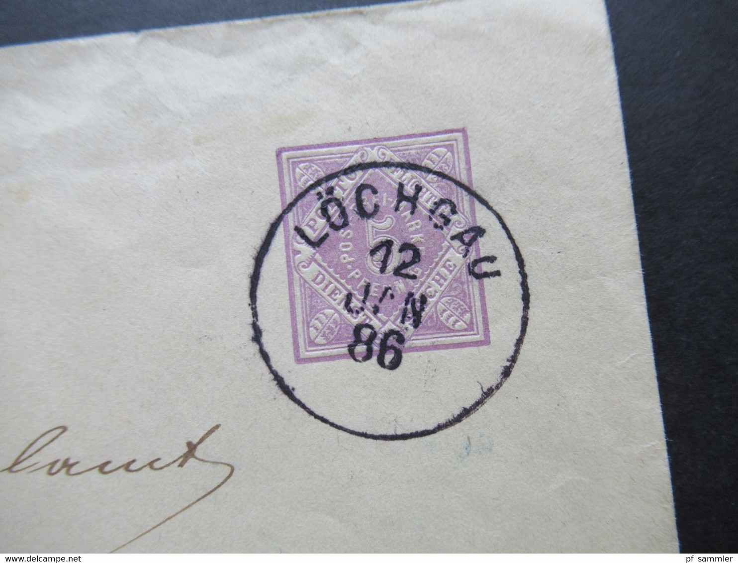 AD Württemberg 1886 Dienstumschlag DU 4 Stempel K1 Löchgau Und Blauer Dienststempel K.W. Gemeinde Löchgau - Ganzsachen