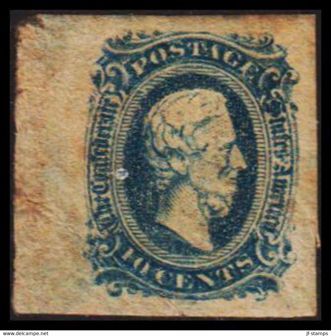 1863. The Confederate States America. Jefferson 10 Cents. Hinged. Interesting Stamp With Wide ... (Michel 10) - JF530093 - 1861-65 Stati Confederati