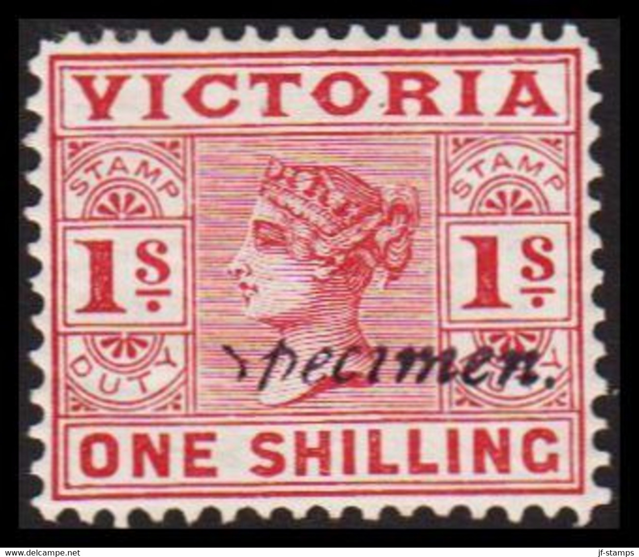 1886. VICTORIA AUSTRALIA  ONE SHILLING Victoria. Overprinted Specimen. Hinged. Beautiful Stamp.  - JF530101 - Ungebraucht