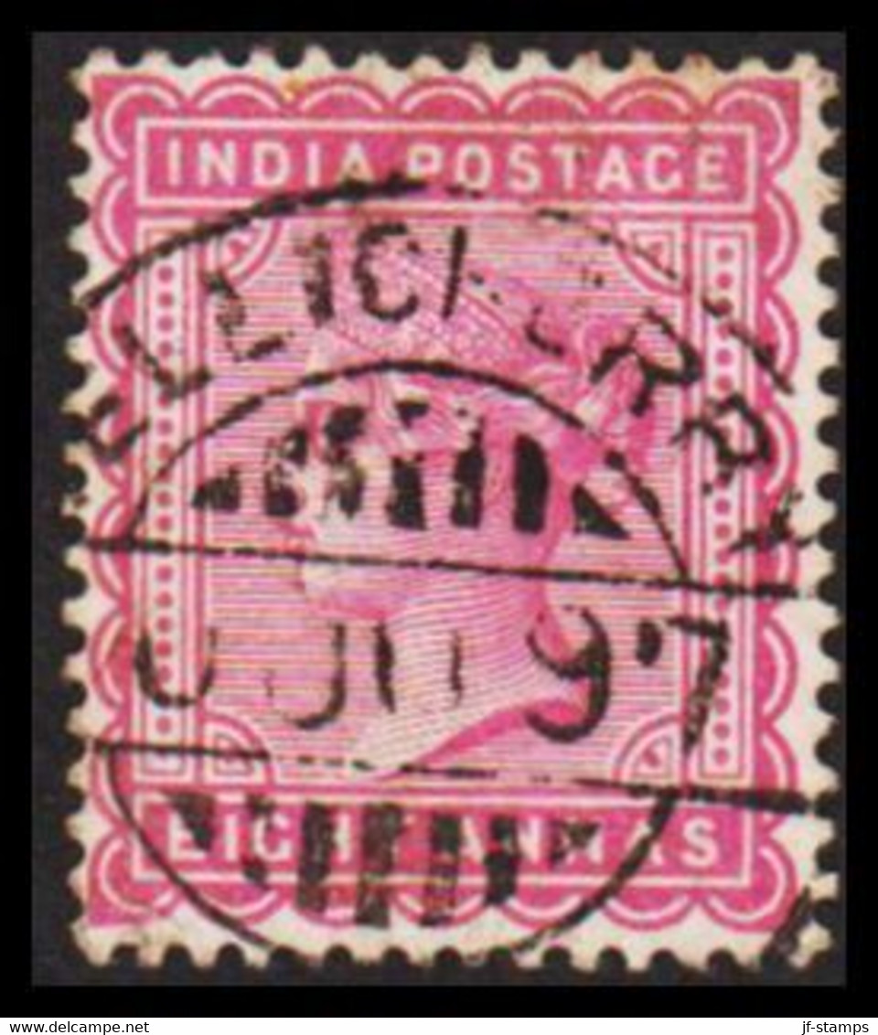 1882-1886. INDIA. Victoria. EIGHT ANNAS. LUXUS Cancelled . - JF530148 - 1858-79 Kronenkolonie