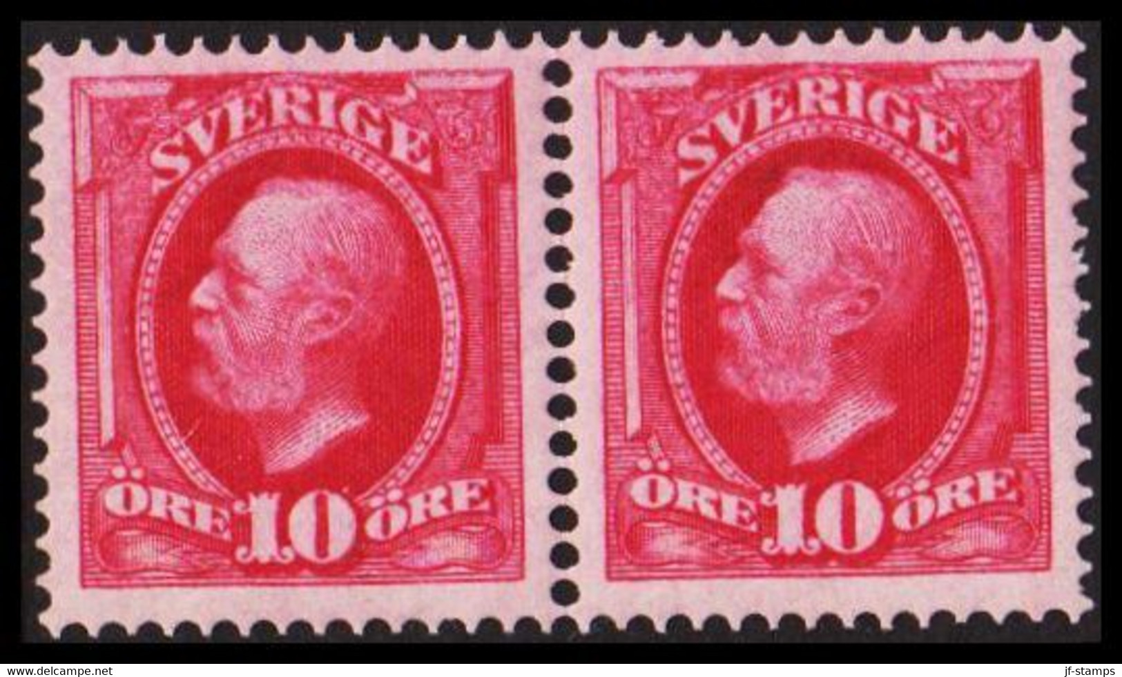 1891. Oscar II. 10 öre Pale Carmine. Beautiful Shade. Beautiful Pair Never Hinged. (Michel 43) - JF530215 - Ungebraucht