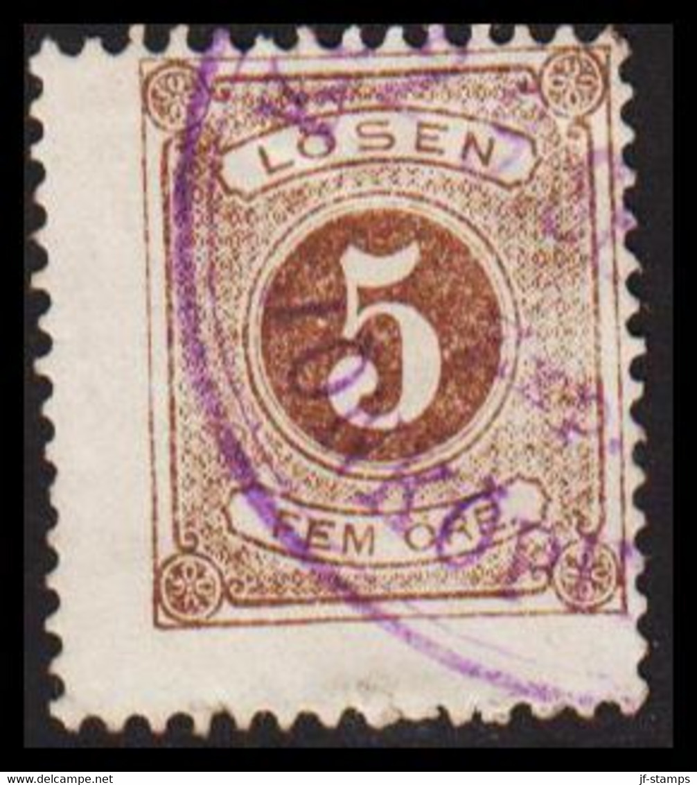 1877. Postage Due. Lösen. Perf. 13. 5 öre Brown. Fine Cancel JÖNKÖPING.  (Michel P. 3B) - JF530276 - Impuestos