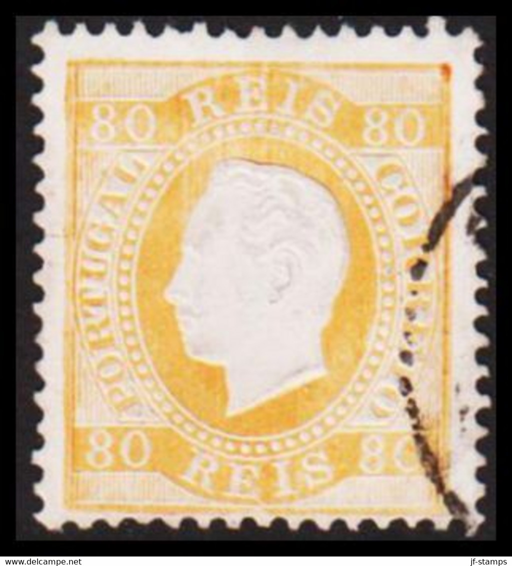 1871. PORTUGAL. Luis I. 80 REIS Perforated 12½. (Michel 40yB) - JF530282 - Used Stamps