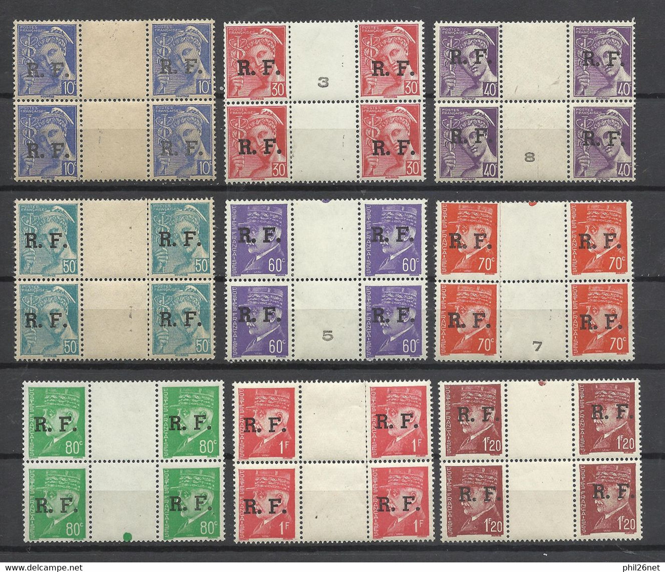 France Libération De Lyon Complet  N° 1 à 15  Blocs De 4  Tous  Inter Panneaux   Neufs * *  B/TB  Voir Scans Soldé ! ! ! - Unused Stamps