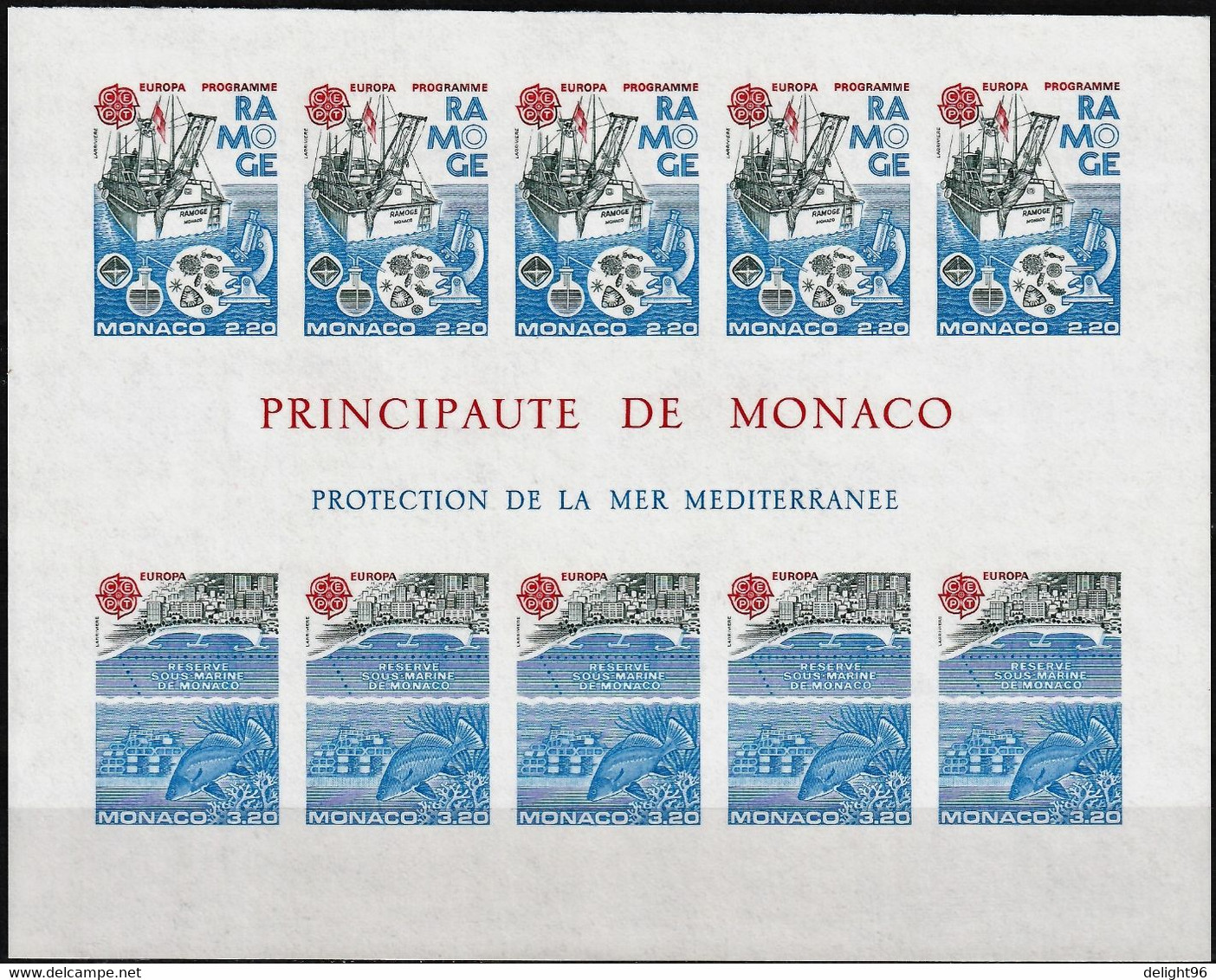 1986 Monaco Europa, Nature Conservation: Protection Of The Mediterranean Imperforated Minisheet (** / MNH / UMM) - 1986