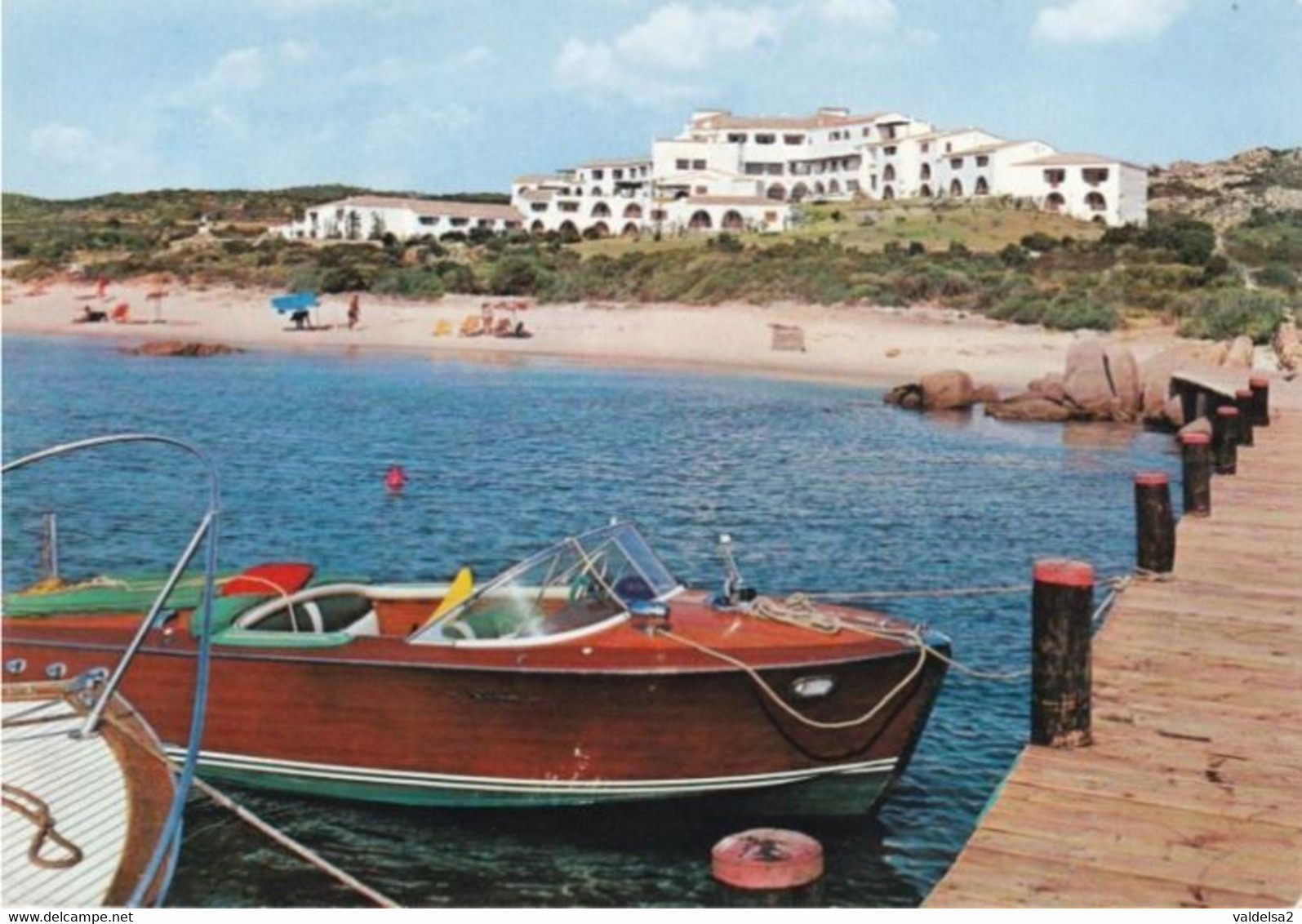 PORTO CERVO - ARZACHENA - COSTA SMERALDA - HOTEL RAMAZZINO - OLBIA TEMPIO - PONTILE CON MOTOSCAFO IN LEGNO - 1983 - Olbia