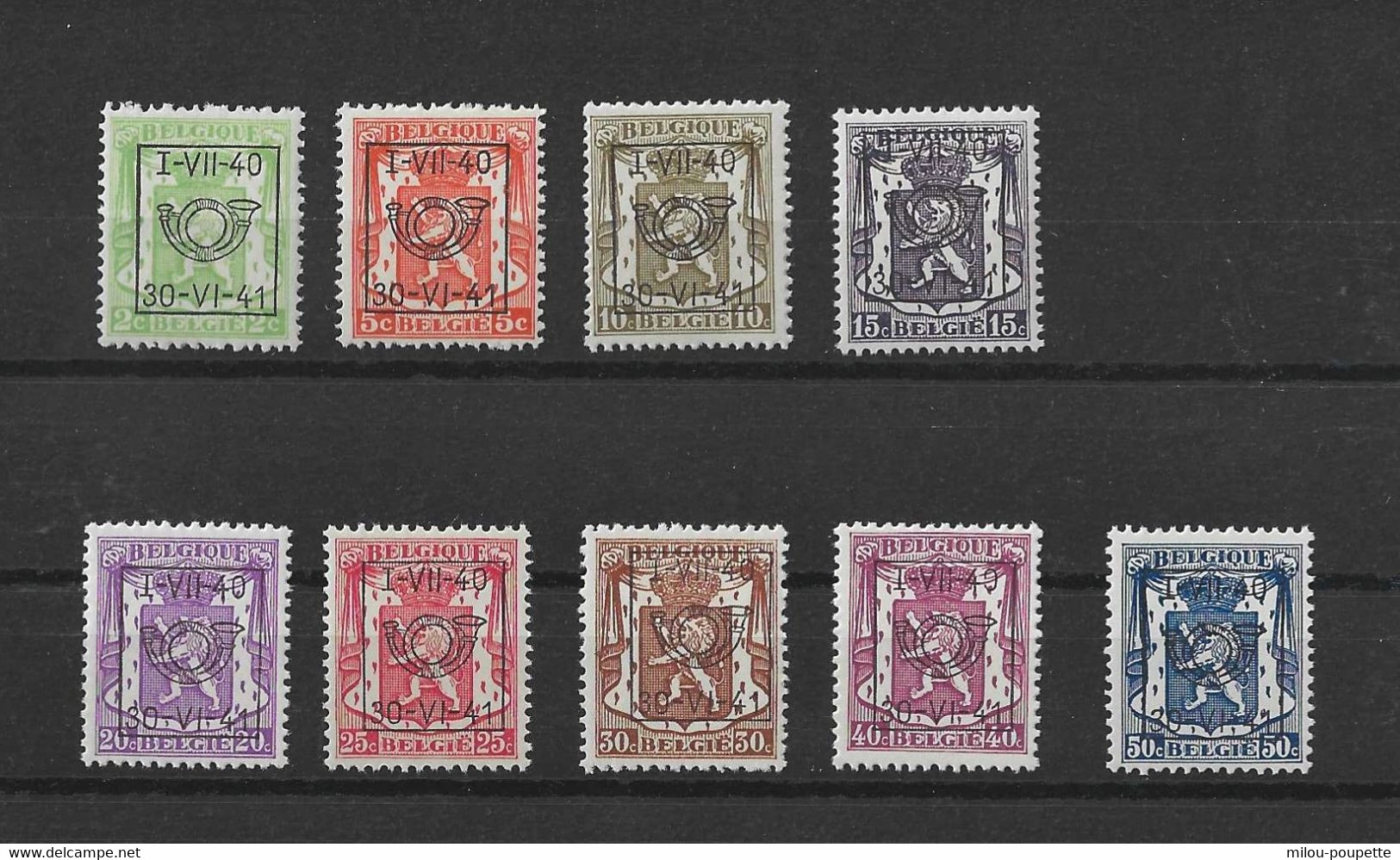 TIMBRES BELGIQUE Préoblitérés  PRE 446/454XX - Typo Precancels 1936-51 (Small Seal Of The State)