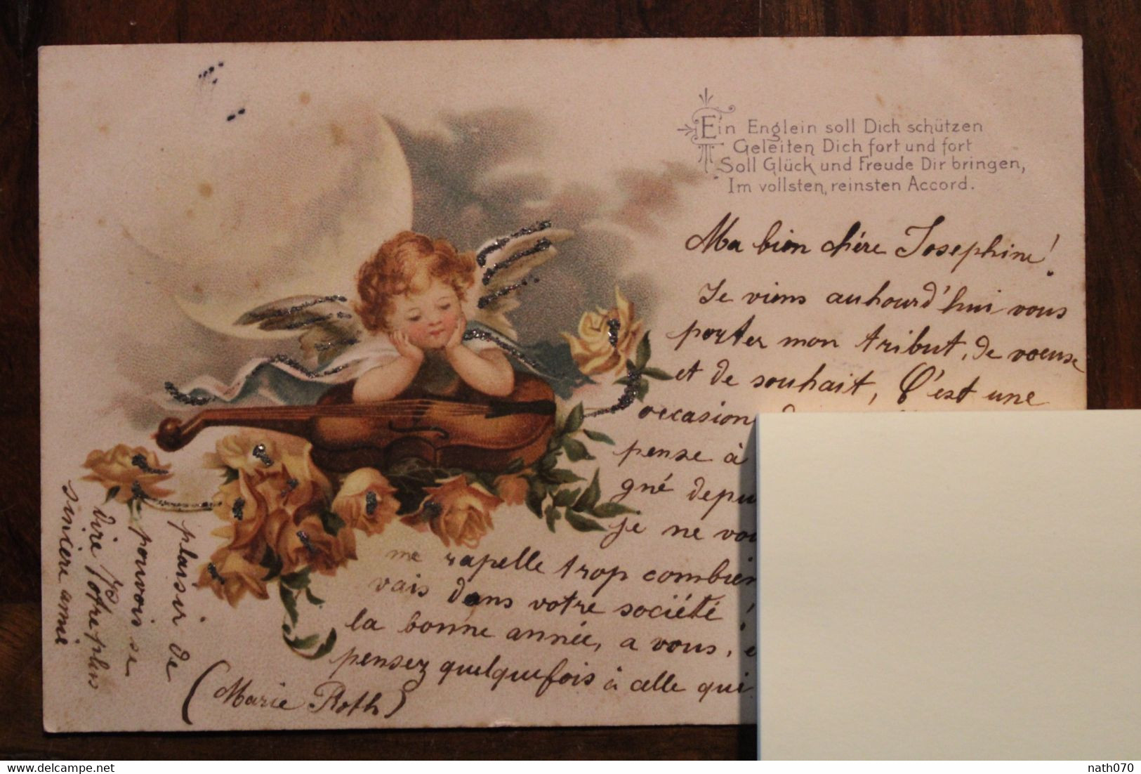 AK CPA 1900 Isenheim Kinder Enfant Jugendstil Art Nouveau Illustrateur Engel Litho Ange Angel Musicien Violon - Engel