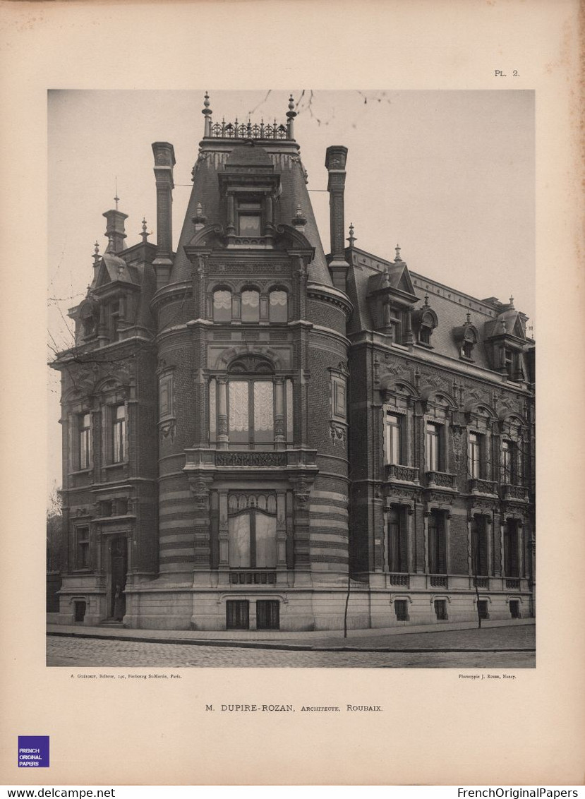 Hôtel Réquillart-Roussel Roubaix - Rare Photographie En Phototypie 30x40cm Architecte Dupire-Rozan Architecture GFE1-5 - Architectuur