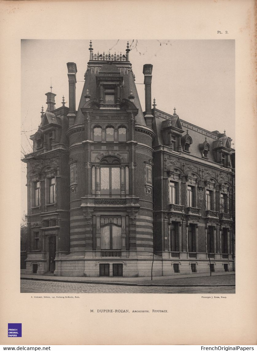 Hôtel Réquillart-Roussel Roubaix - Rare Photographie En Phototypie 30x40cm Architecte Dupire-Rozan Architecture GFE1-5 - Architettura