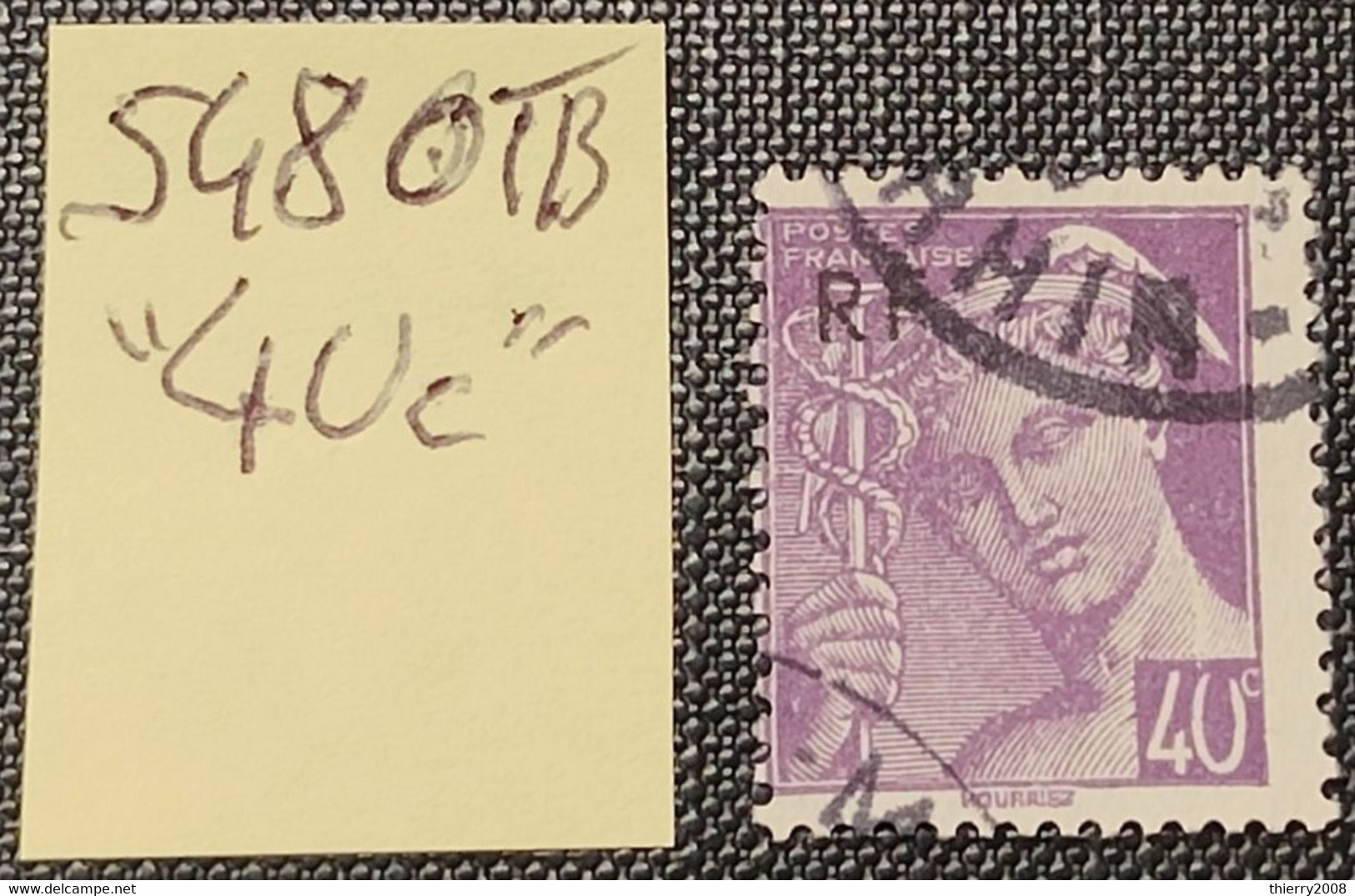 N° 548 (Variété, 4Uc Au Lieu De 40c)  Avec Oblitération Cachet à Date  TB - Usati