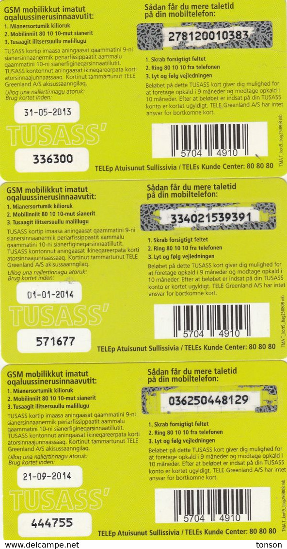 Greenland, GL-TUS-0023, 100 Kr, SMS Your Balance, 2 Scans   3 Different Expiry 31-05-2013,01-01-2014 And 21-09-2014 - Groenlandia