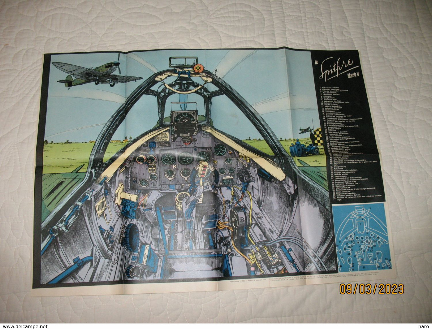 BD - Poster, Affiche  De L'avion SPITFIRE Mark V ( Guerre 40/45 -  Supplément Au Journal SPIROU Années 1973 (B321) - Affiches & Posters