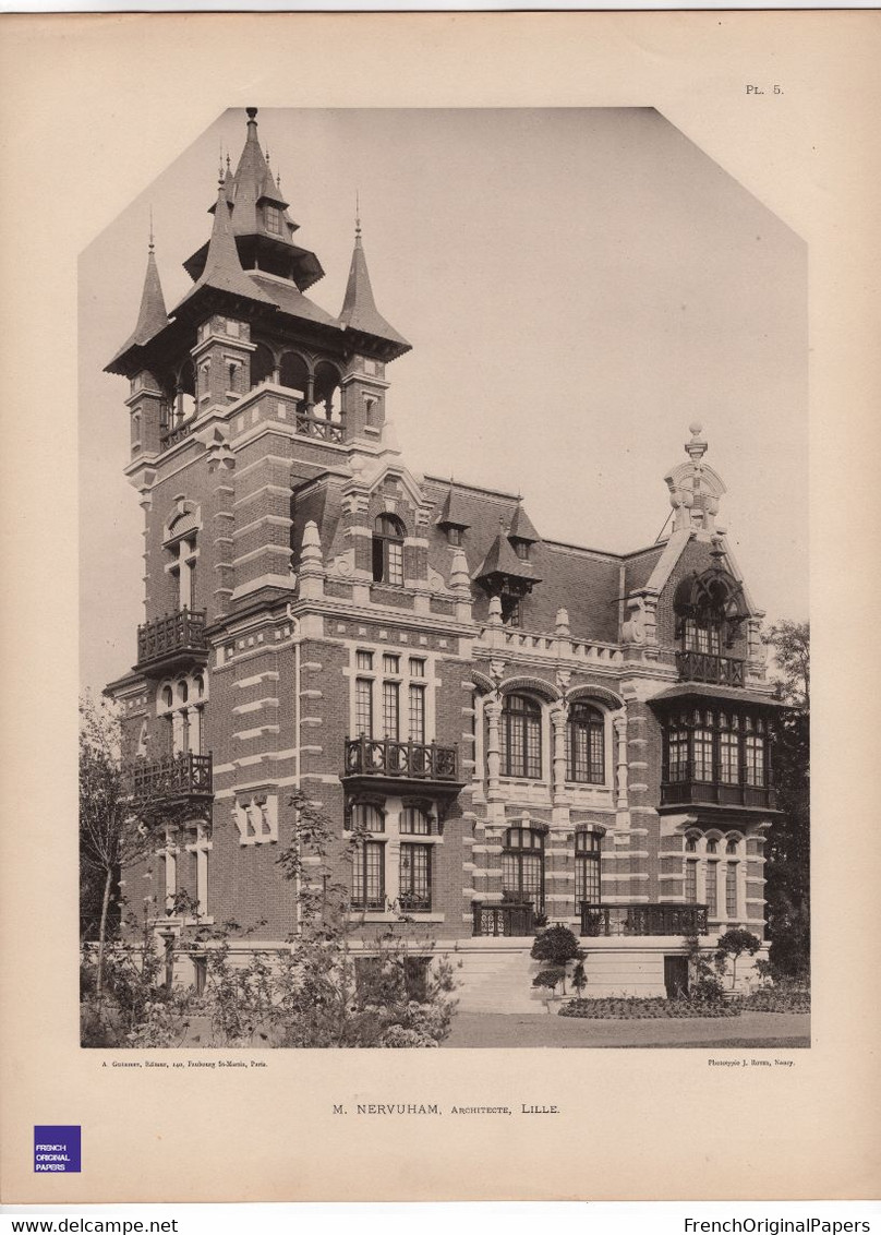 Château Victor Dujardin-Scrive Lambersart - Rare Photographie En Phototypie 30x40cm Architecte Nervuham Lille GFE1-28 - Architektur