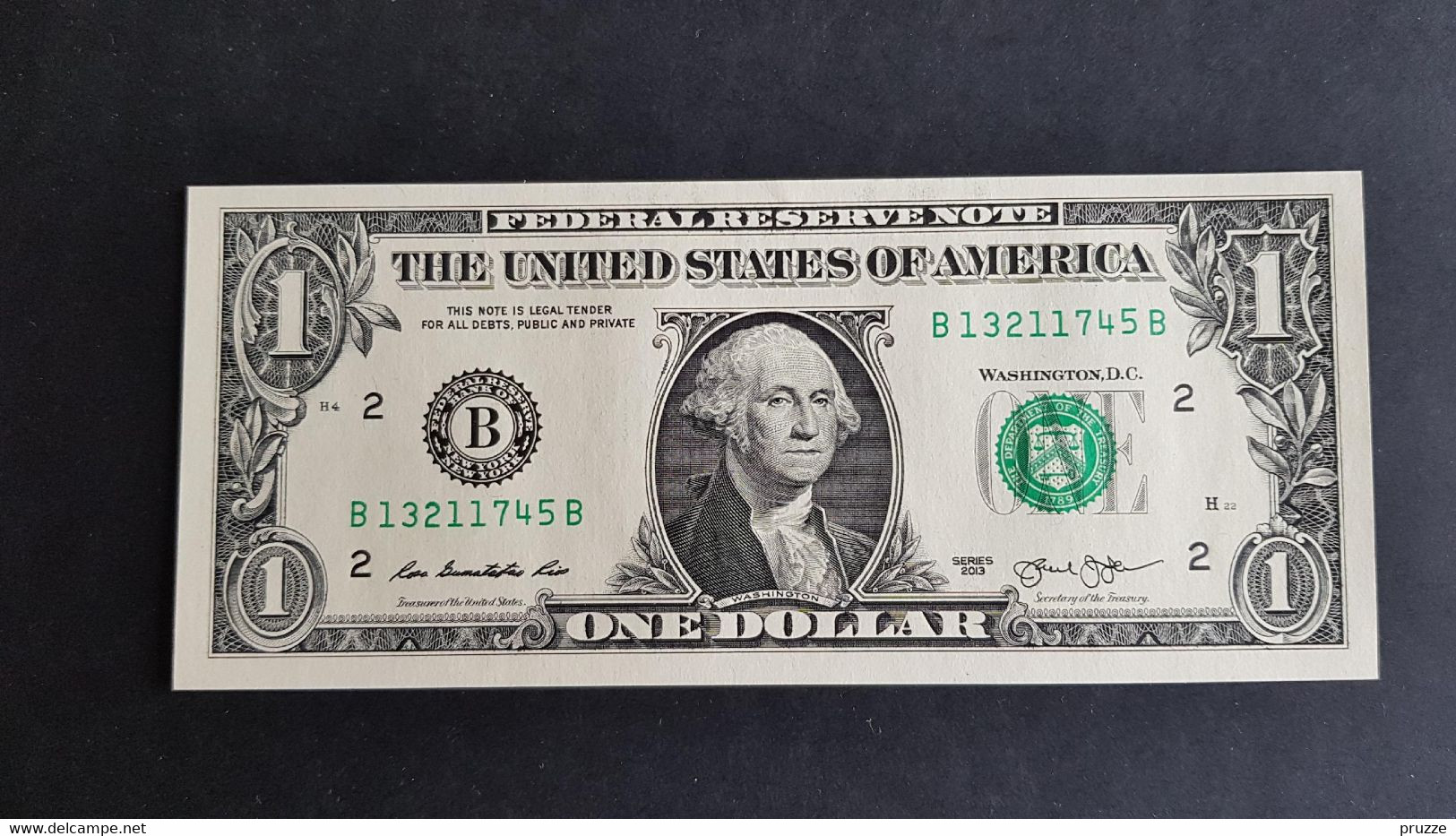 USA 2013, Federal Reserve Note, 1 $, One Dollar, B = New York, B13211745B, UNC - Billetes De La Reserva Federal (1928-...)