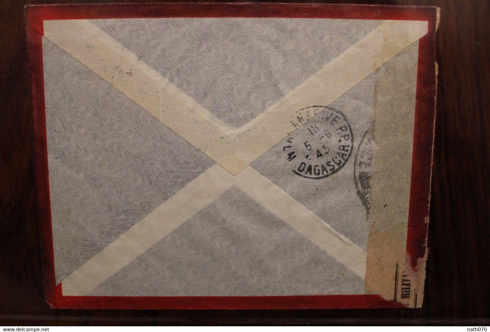1945 Madagascar Contrôle Postal Censure Poste Aerienne Taxe Perçue Cover Air Mail - Cartas & Documentos