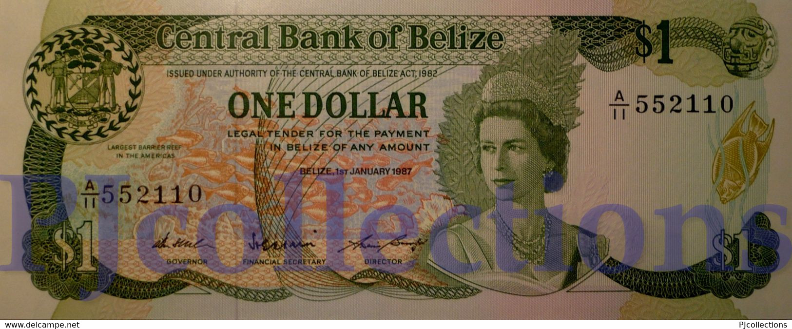 BELIZE 1 DOLLAR 1987 PICK 46c UNC - Belize