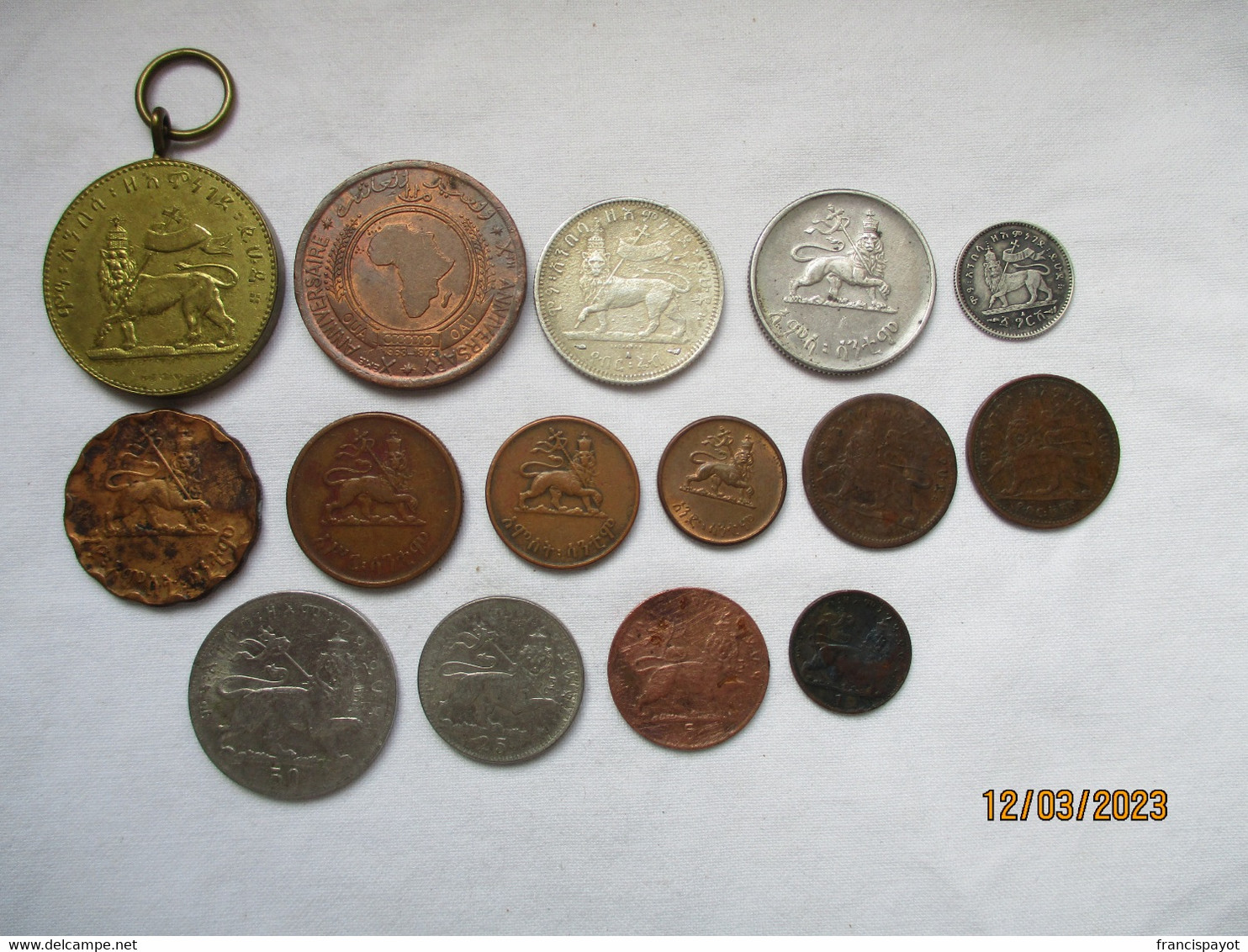 Ethiopia: Lot 13 Coins Menelik II & Haile Selassie + 2 Medals 1903 - 1973 (3 Silver) - Ethiopie