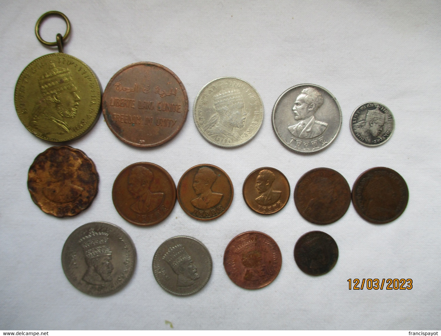 Ethiopia: Lot 13 Coins Menelik II & Haile Selassie + 2 Medals 1903 - 1973 (3 Silver) - Aethiopien