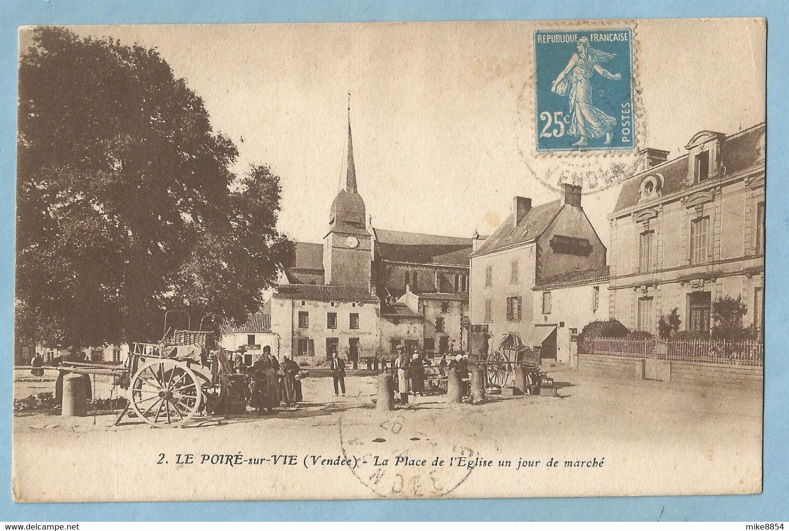 A138  CPA  LE POIREE SUR VIE    (Vendée)  La Place De L'Eglise Un Jour De Marché    +++++++++++++++++ - Poiré-sur-Vie