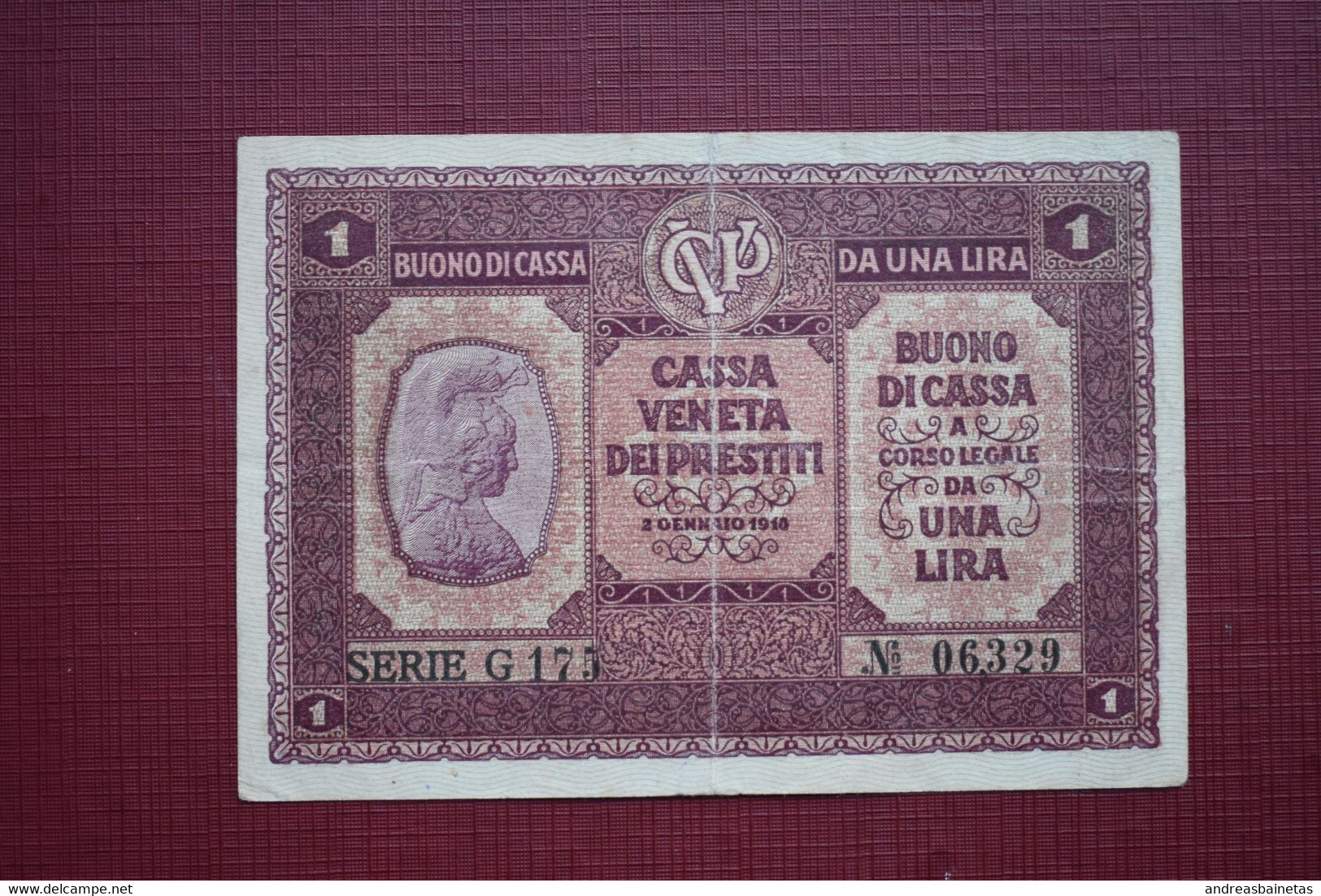 Banknotes  Italy 1 Lira CVP - Austrian Occupation  1918 	P# M4 - Italia – 1 Lira