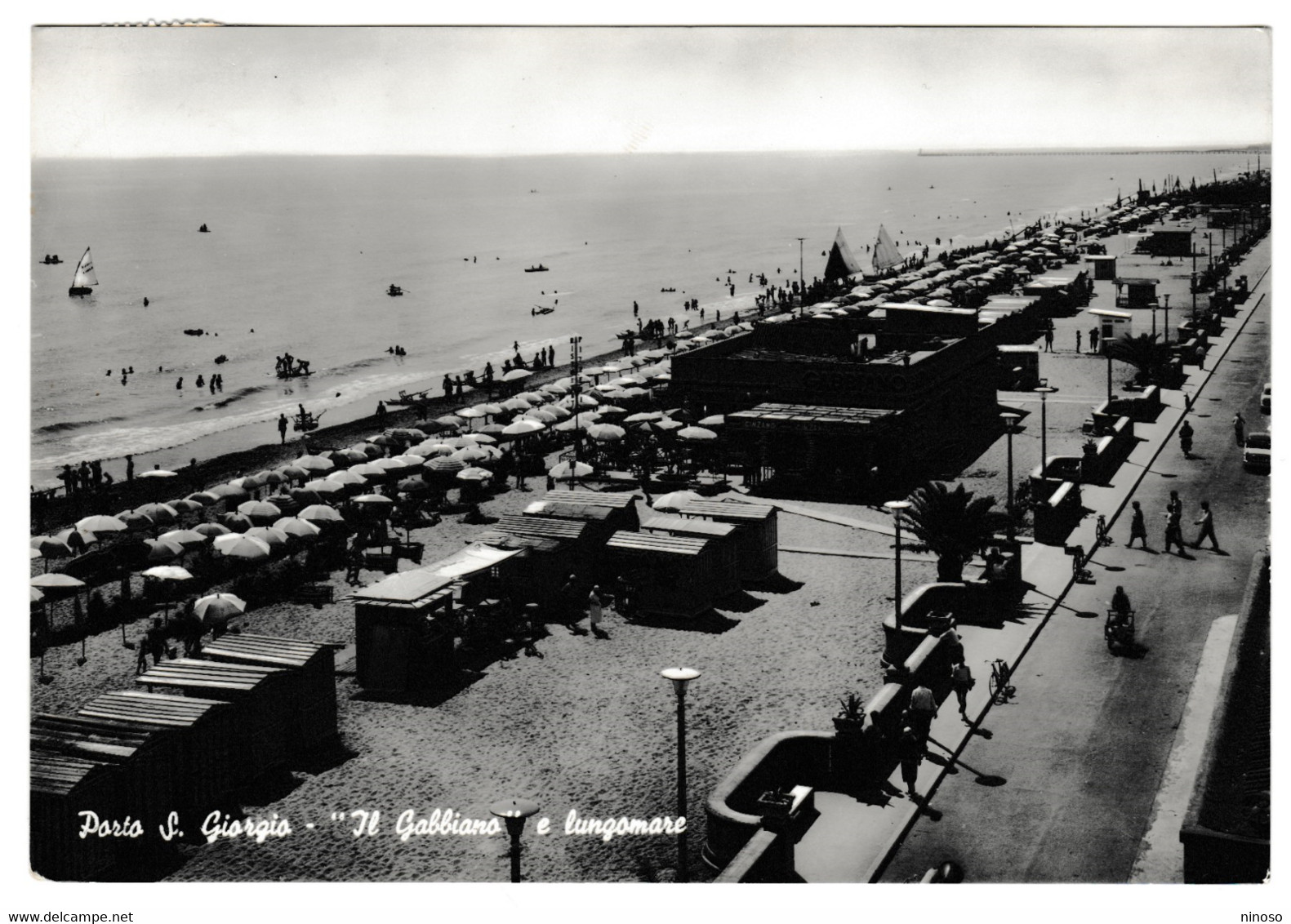 ITALIA ITALY   PORTO S. GIORGIO ( FERMO )  " IL GABBIANO " E  LUNGOMARE - VIAGGIATA NEL 1961 - Fermo