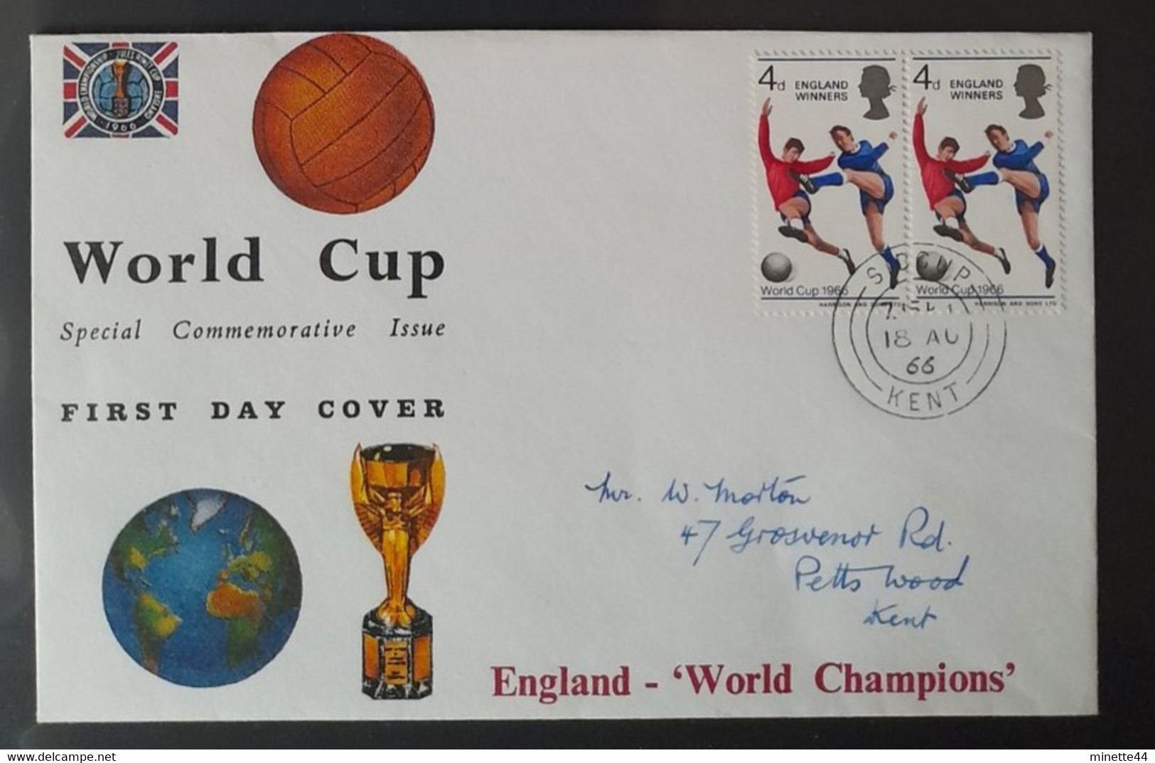 ANGLETERRE ENGLAND WINNER 1966  FDC FINALE WEMBLEY  FOOTBALL FUSSBALL SOCCER CALCIO FUTBOL FUTEBOL FOOT FUTEBOL VOETBAL - 1966 – Angleterre