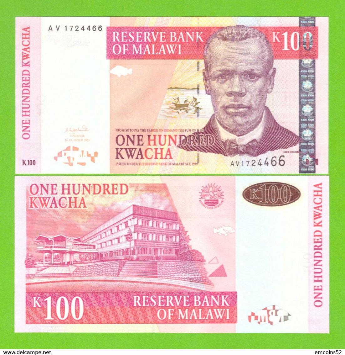 MALAWI 100 KWACHA 2003 P-46c UNC - Malawi