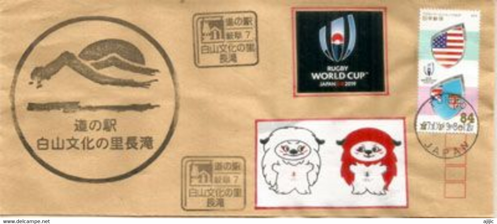 2019 RUGBY WORLD CUP. JAPAN. REN-G.Shishi Lion, Mascot For Rugby World Cup 2019.Match USA-FIJI - Covers & Documents