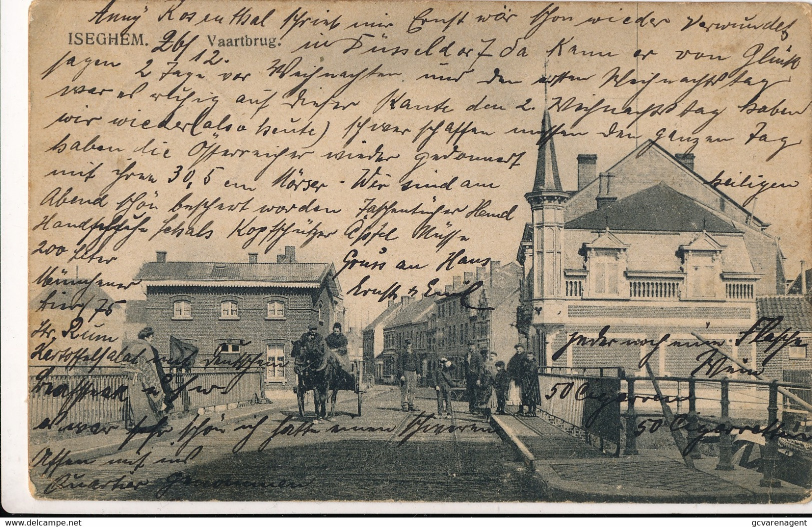 IZEGEM  VAARTBRUG  -FELDPOSTKARTE 1914  AFSTEMPELING  BELGIEN NAAR DUSSELDORF            2 SCANS - Izegem