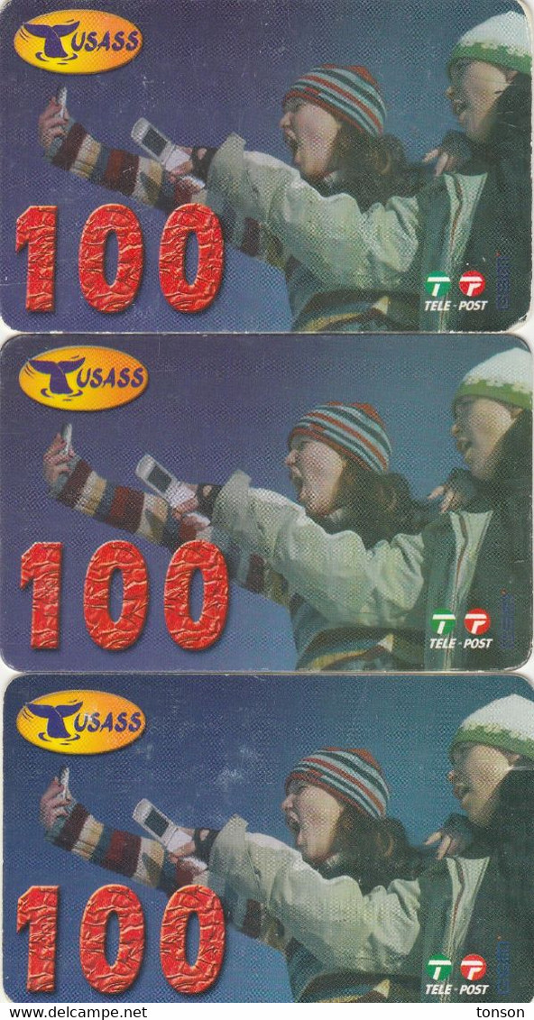 Greenland, GL-TUS-0005, Two Girls With Mobile Phone, 2 Scans 3 Different Expiry01-10-2006, 01-12-2006 And 04-01-2007. - Greenland