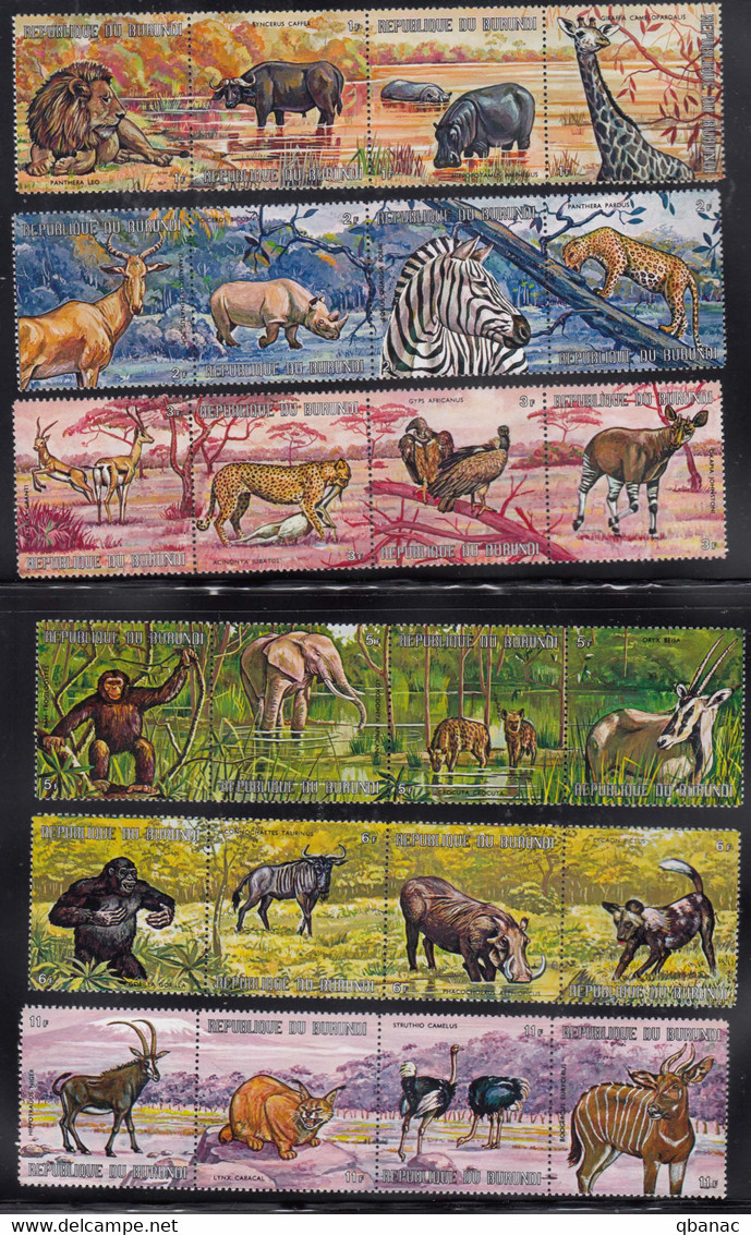 Burundi Animals 1971 Mi#702-725 Mint Never Hinged Strips - Neufs