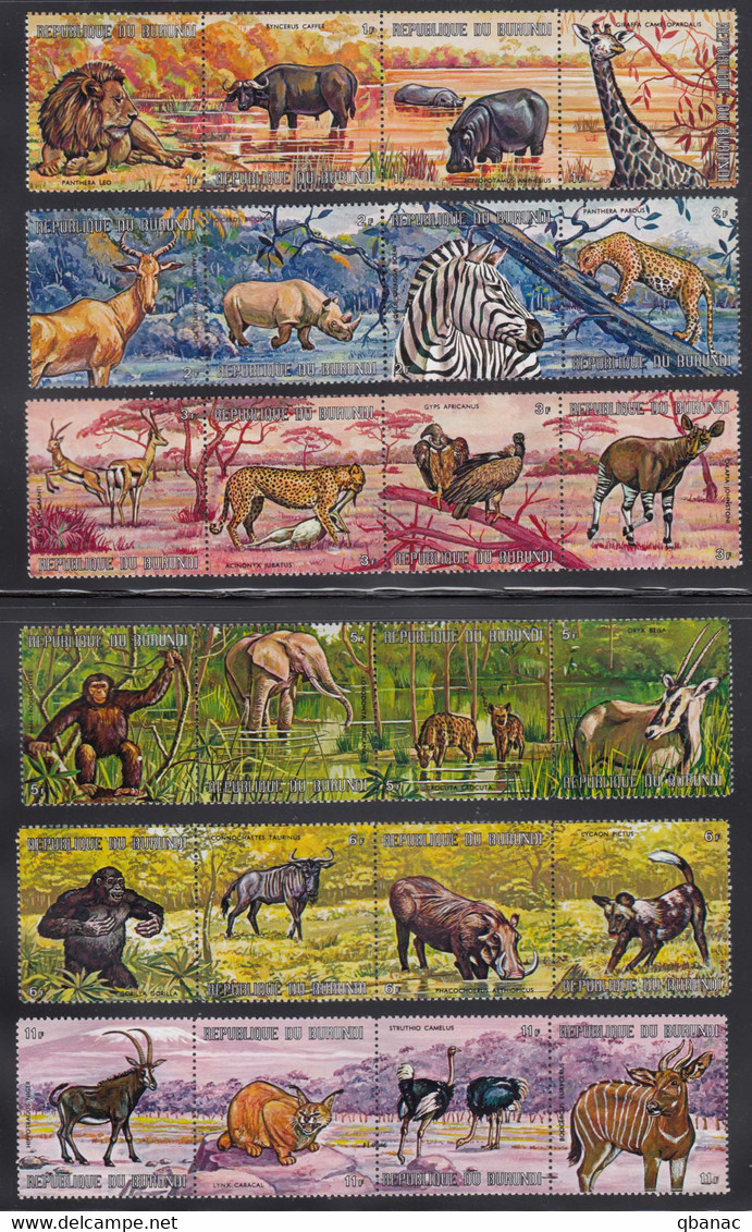 Burundi Animals 1971 Mi#702-725 Mint Never Hinged Strips - Neufs