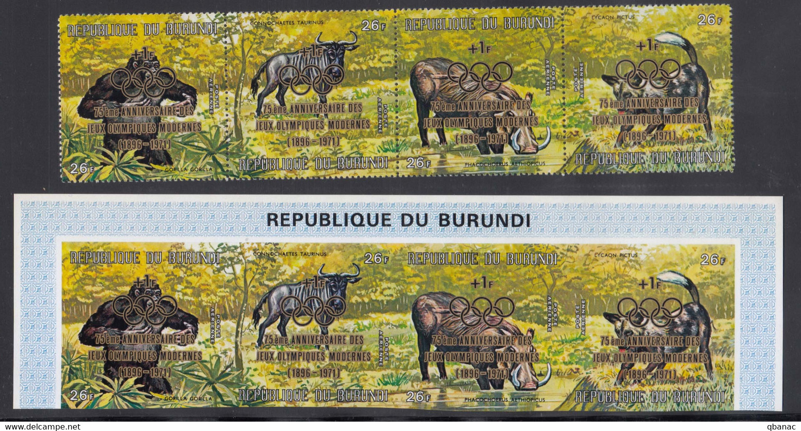 Burundi Animals 1971 Olympic Games Gold Overprint Mi#774-777 Mint Never Hinged Perf/imperf. Strips - Nuevos