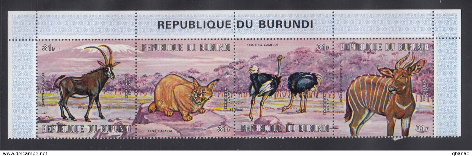 Burundi Animals 1971 Airmail Mi#746-749 Mint Never Hinged Strip - Ongebruikt