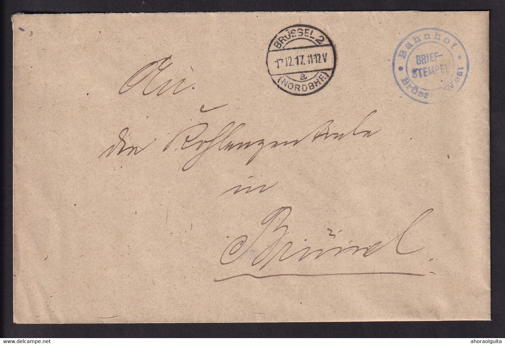 DDDD 631 - BAHNHOF BRUSSEL WEST Briefstempel Sur Enveloppe En Franchise BRUSSEL 2 Nordbhf 1917 - Deutsche Armee