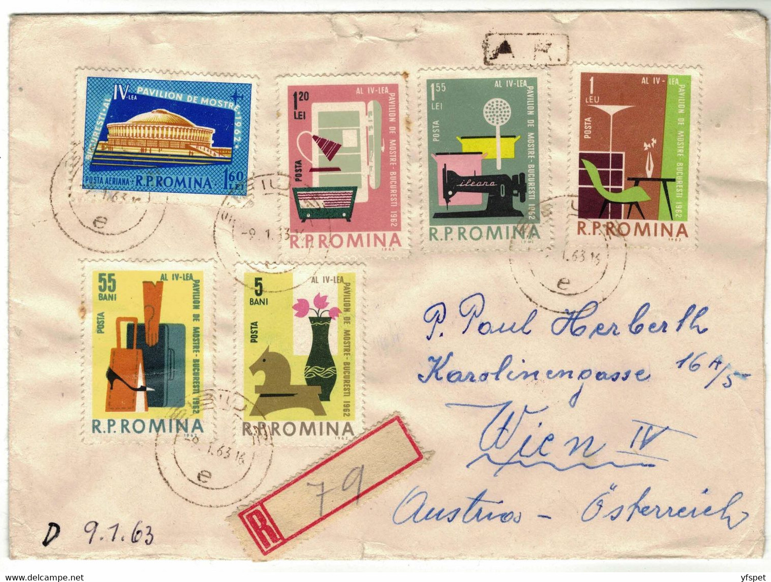 Registered Cover (4th Pavilion Of Samples - București, 1962) - Variedades Y Curiosidades