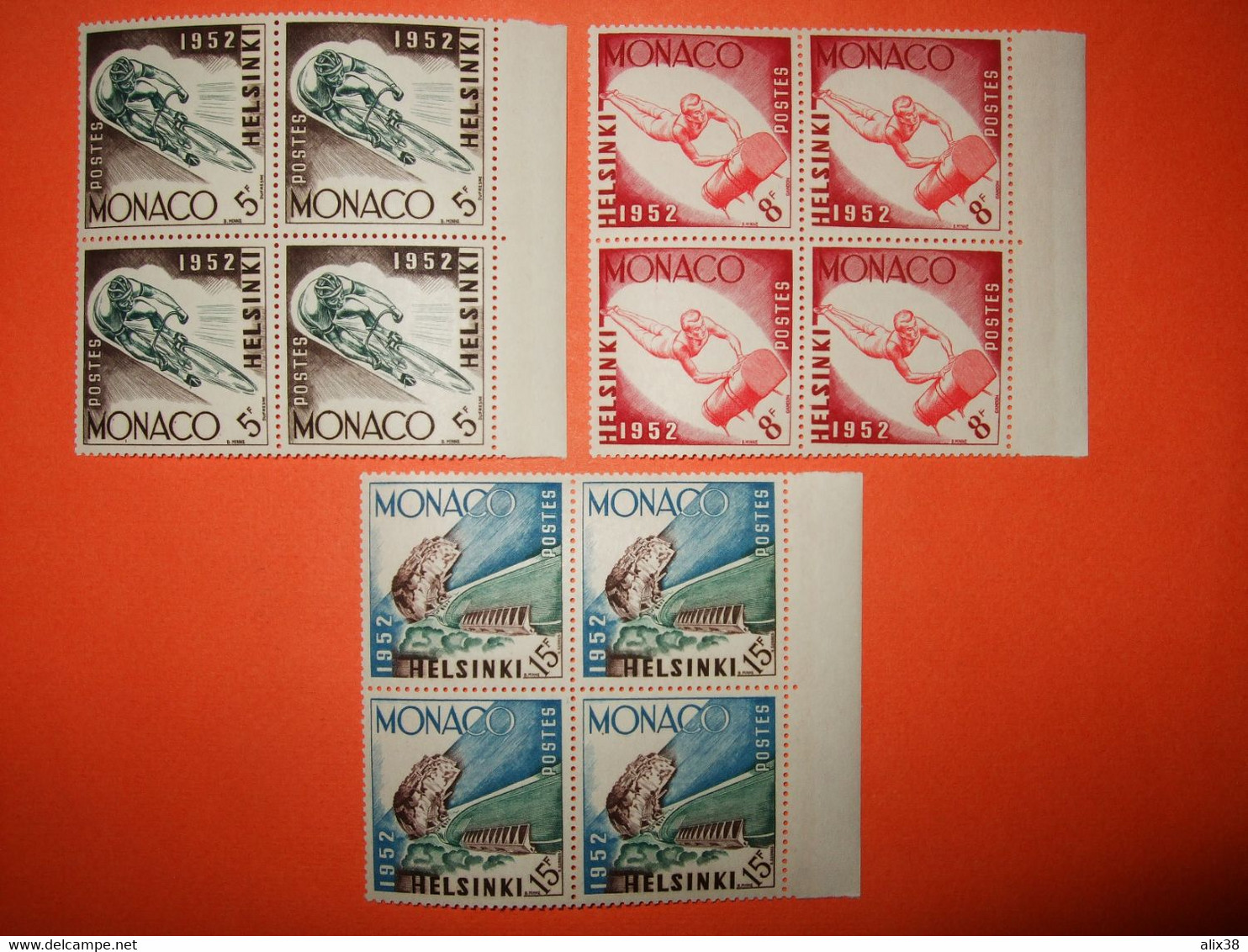 MONACO 1953- Série N°386/91 Jeux Olympiques D'Helsinki En 6 Blocs De 4 ** Bord De Feuille. Superbe - Ete 1952: Helsinki