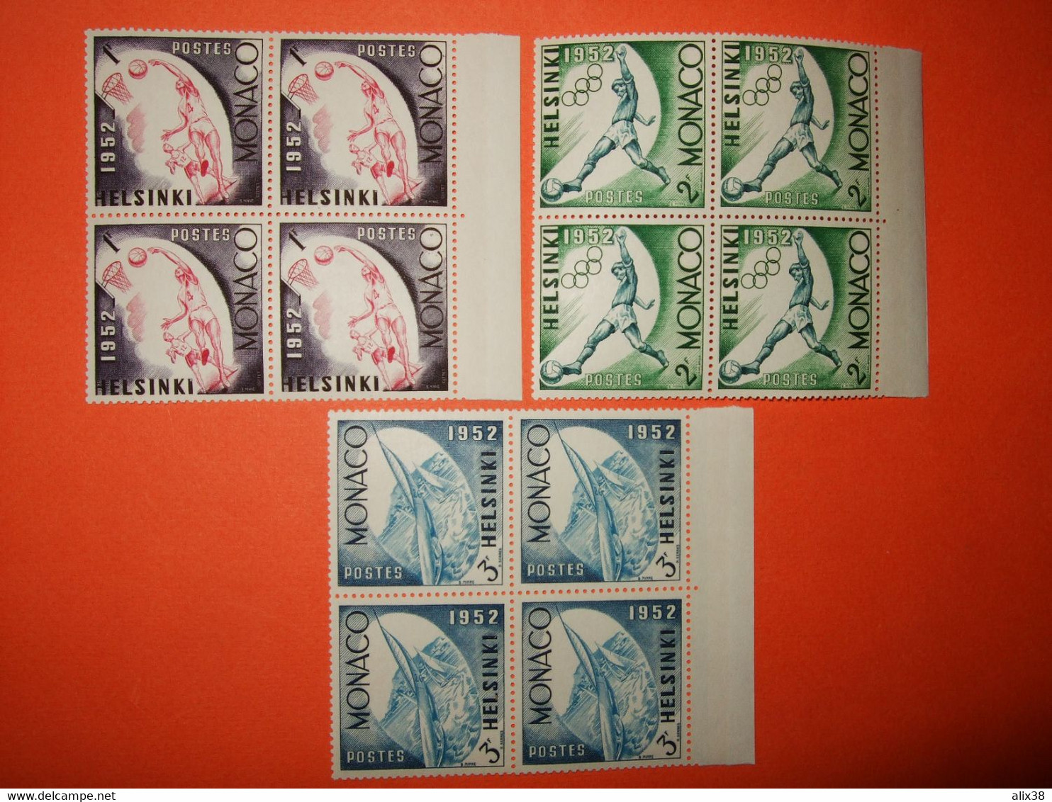 MONACO 1953- Série N°386/91 Jeux Olympiques D'Helsinki En 6 Blocs De 4 ** Bord De Feuille. Superbe - Verano 1952: Helsinki