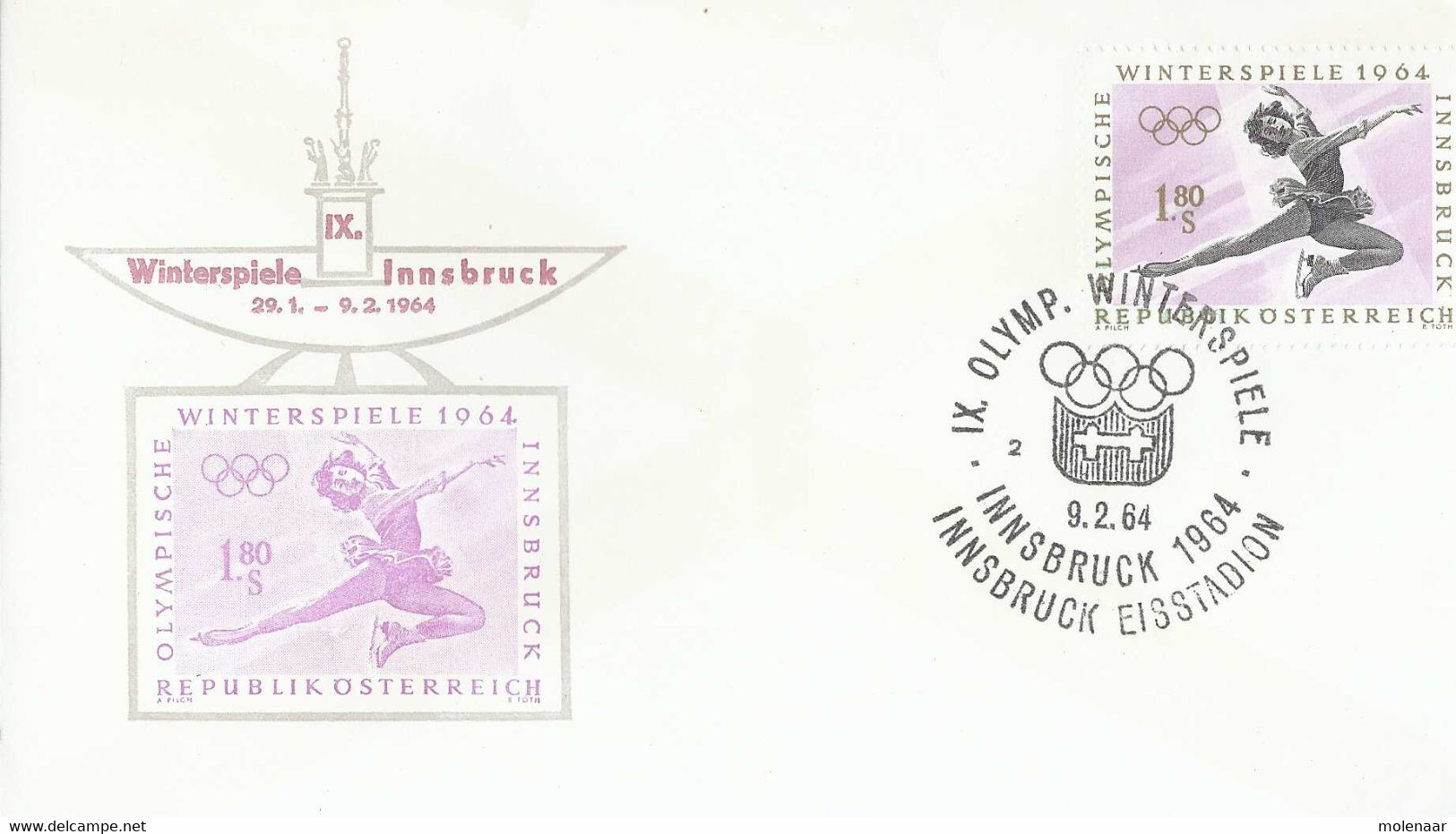 Oostenrijk FDC IX Olympische Winterspelen Innsbruck 1964 (9940) - Winter 1964: Innsbruck